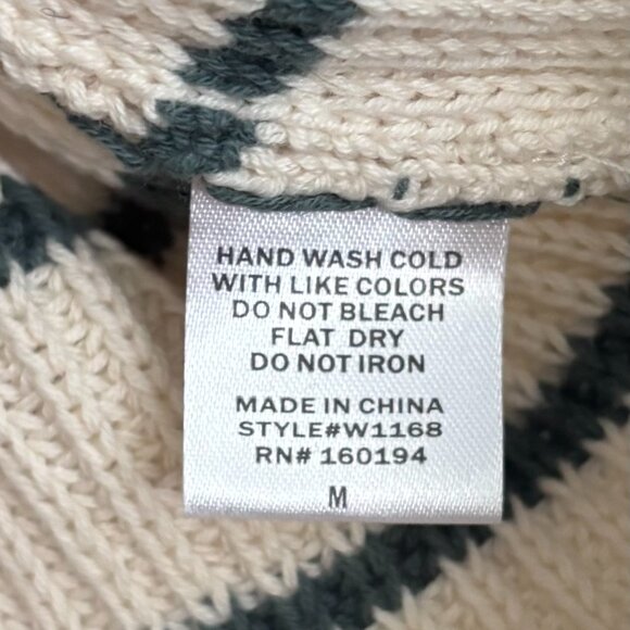 By Together Short Sleeve Cream and Green Stripe Shirt (size M) - Picture 3 of 3